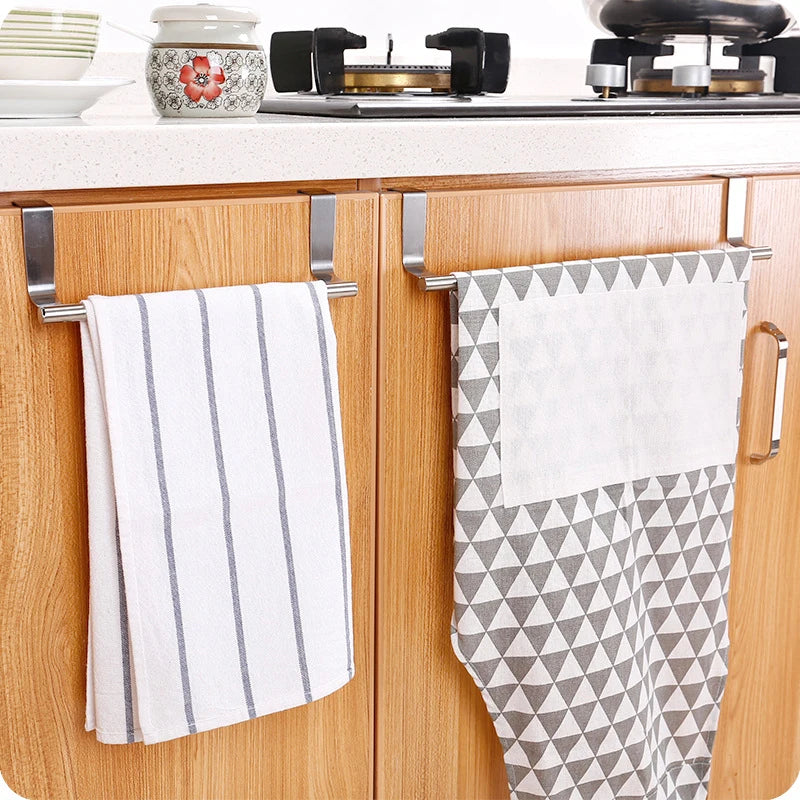 Towel Hanger Bathroom Towel Holder Stand Stainless Steel Towels Rack Bar Kitchen Cabinet Door Hanging Organizer Shelf