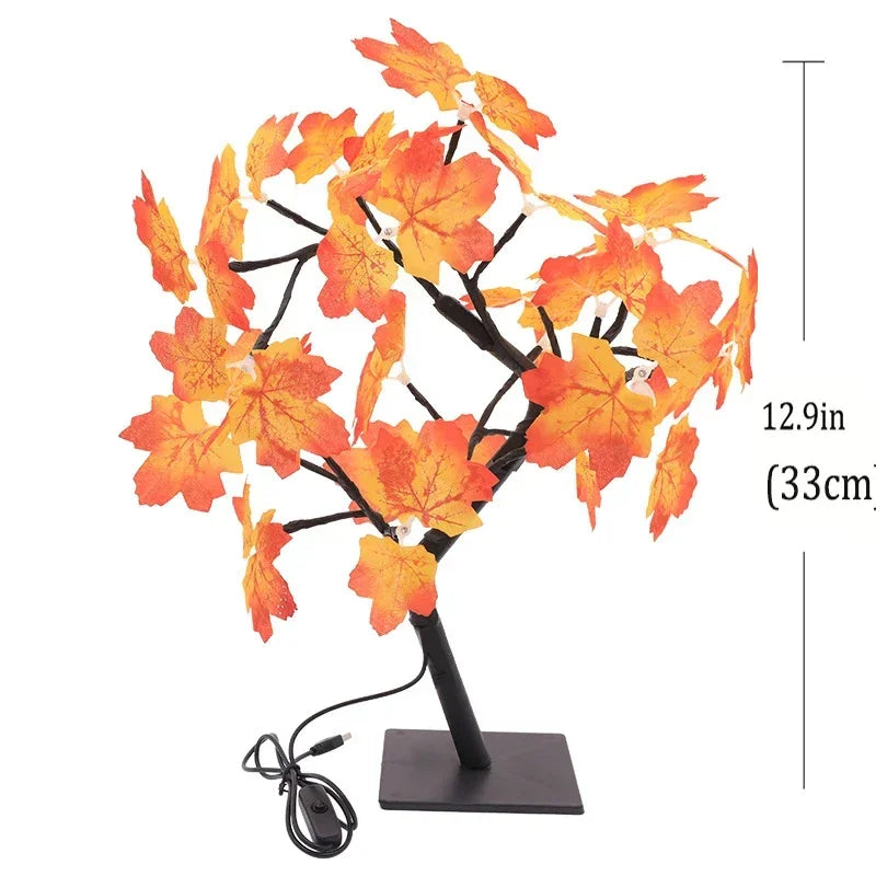 24 LED Fairy Flower Tree Table Lamps Maple Leaf Lamp Rose Night Light USB Operated Gifts for Wedding Party Hallowmas Decoration