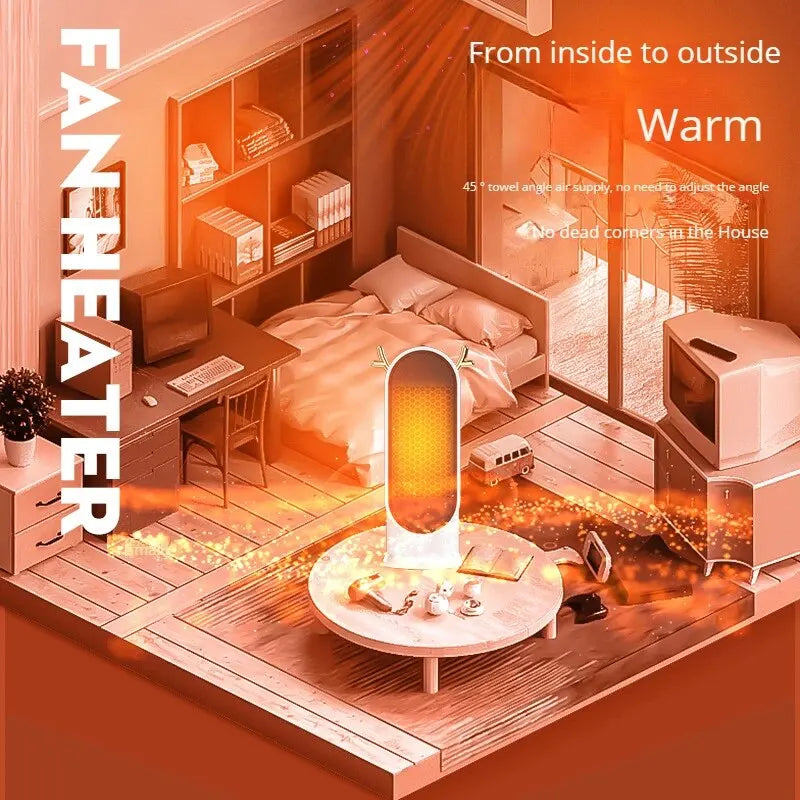 Small Winter Heat Heater Portable Floor, Desktop Vertical Heater for Office, Bedroom, Student Dormitory