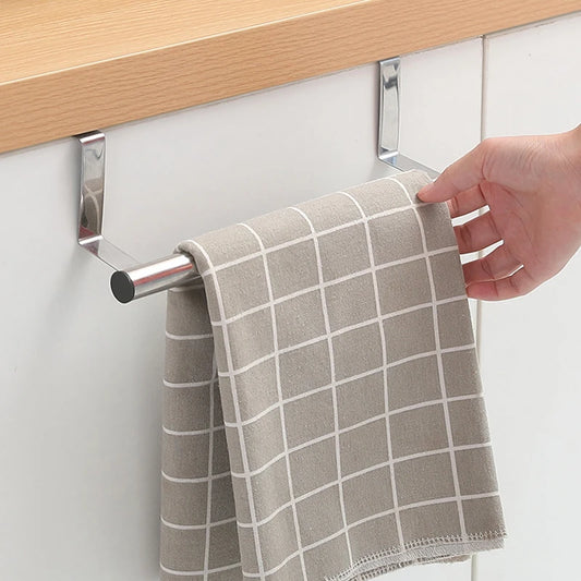 Towel Hanger Bathroom Towel Holder Stand Stainless Steel Towels Rack Bar Kitchen Cabinet Door Hanging Organizer Shelf
