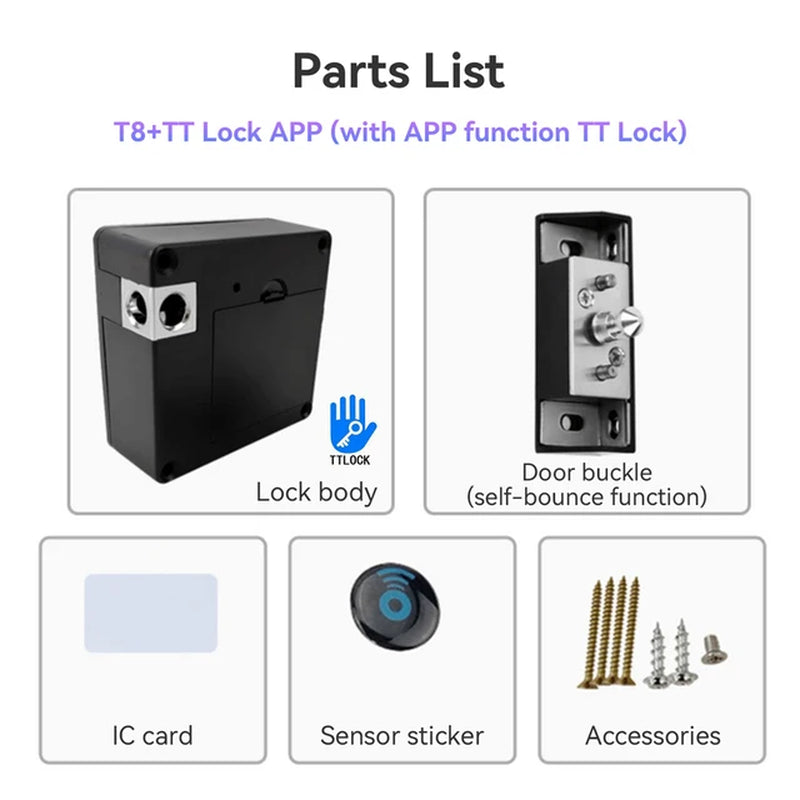 Smart Home Drawer Electronic Lock Hidden DIY Wooden Cabinet Smart Door Lock IC Card Sensor TTLOCK APP Unlock Security Protection