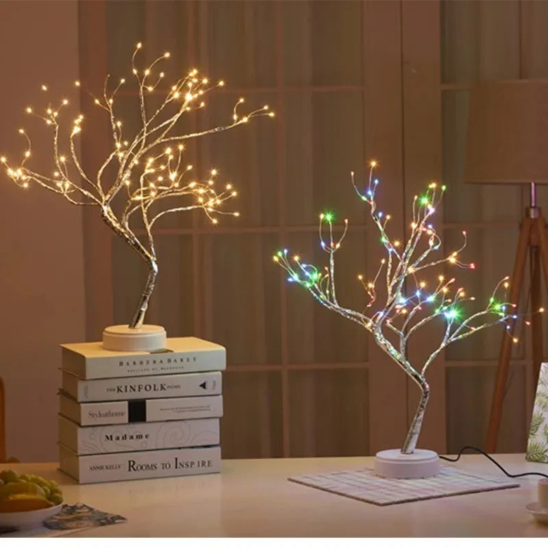 LED Table Lamp Tree Copper Wire USB/AA Battery Powered Bedroom Study Decorative Deack Lamp Creative Lighting Indoor Night Lamp