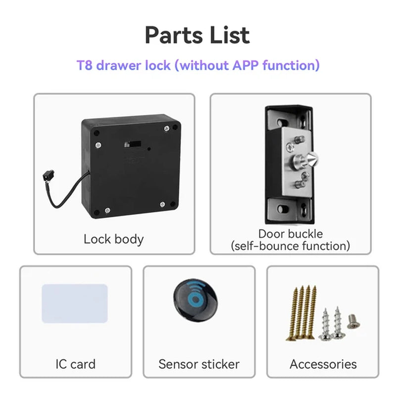 Smart Home Drawer Electronic Lock Hidden DIY Wooden Cabinet Smart Door Lock IC Card Sensor TTLOCK APP Unlock Security Protection