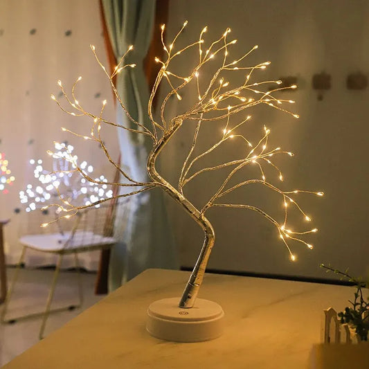 LED Table Lamp Tree Copper Wire USB/AA Battery Powered Bedroom Study Decorative Deack Lamp Creative Lighting Indoor Night Lamp