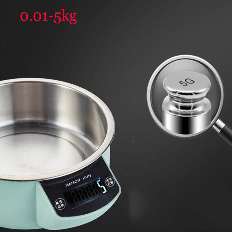 Kitchen Scales Electronic for Weighing Smart Digital Accuracy Gram Precision Scale with Bowl for Food/Floor Baking Accessories
